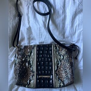 Brahmin Black and Brown Textured Crossbody Bag